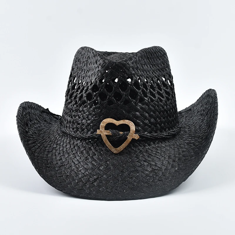 Sommer-Strohhut im westlichen Stil für Damen, Outdoor, ausgehöhlter Strand-Sonnenhut, geeignet für Western-Themenveranstaltungen, Musikfestivals – Detail 7