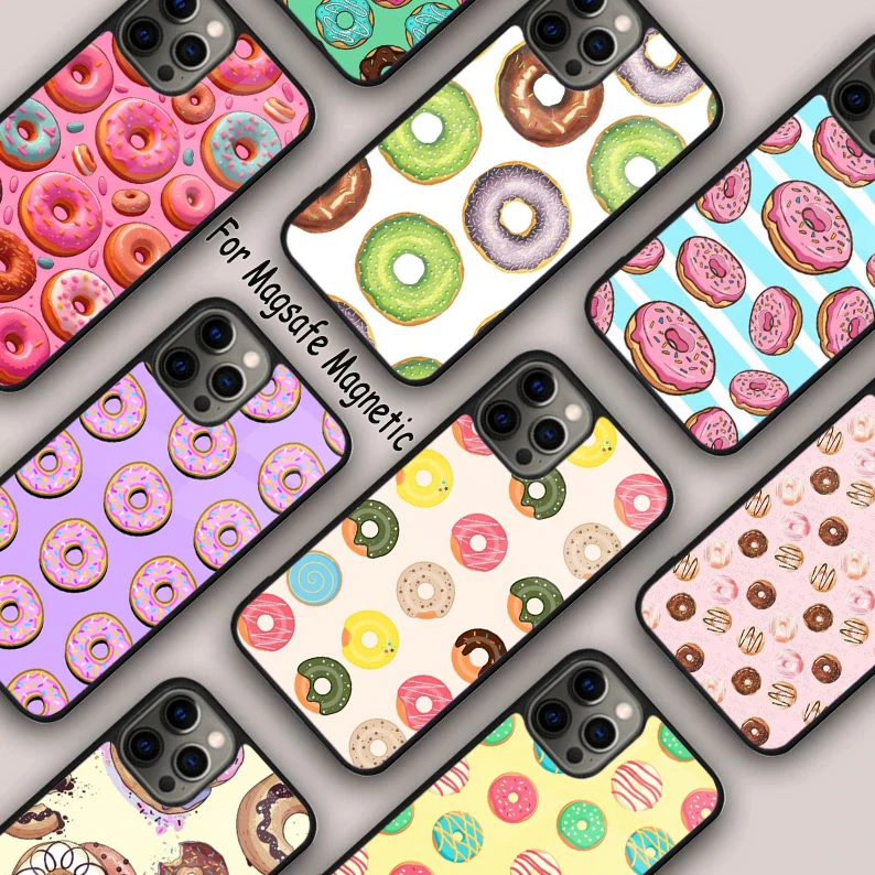 Cake Donut Pattern Cartoon Magnetic Phone Case For APPLE iPhone 16 14 13 12 11 Pro Max 15 Plus Wireless Charge MagSafe Cover