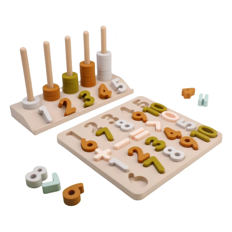 ألعاب مونتيسوري من السيليكون للأطفال الصغار ألغاز أرقام فارز عد شكل مكدس لعبة التراص ألعاب ما قبل المدرسة للأولاد والبنات