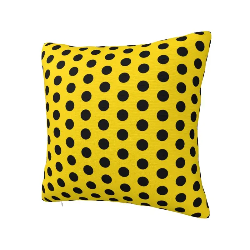 Black And Yellow Polka Dot Throw Pillow Case 40*40cm for Living Room Cushion Cover Polyester Pillowcase Double-sided Printing