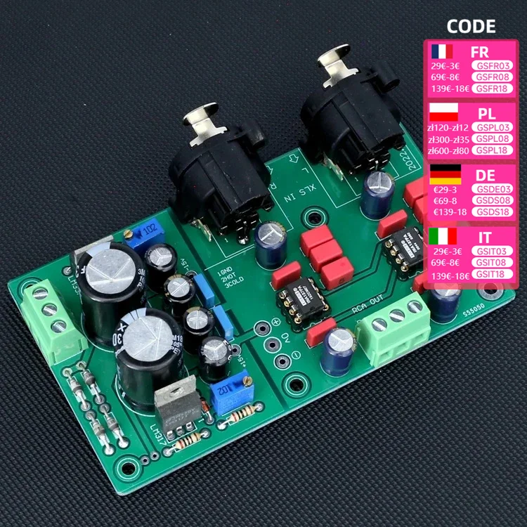 Nvarcher INA137PA Balanced to single-ended 2-channel finished board With regulated power supply