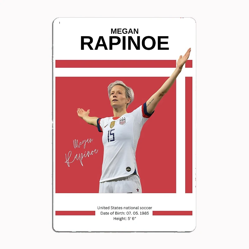 

Megan Rapinoe USWNT Poster Football Player Retro Metal Sign Club Indoor Room Decor Custom Tin Home Wall Decor
