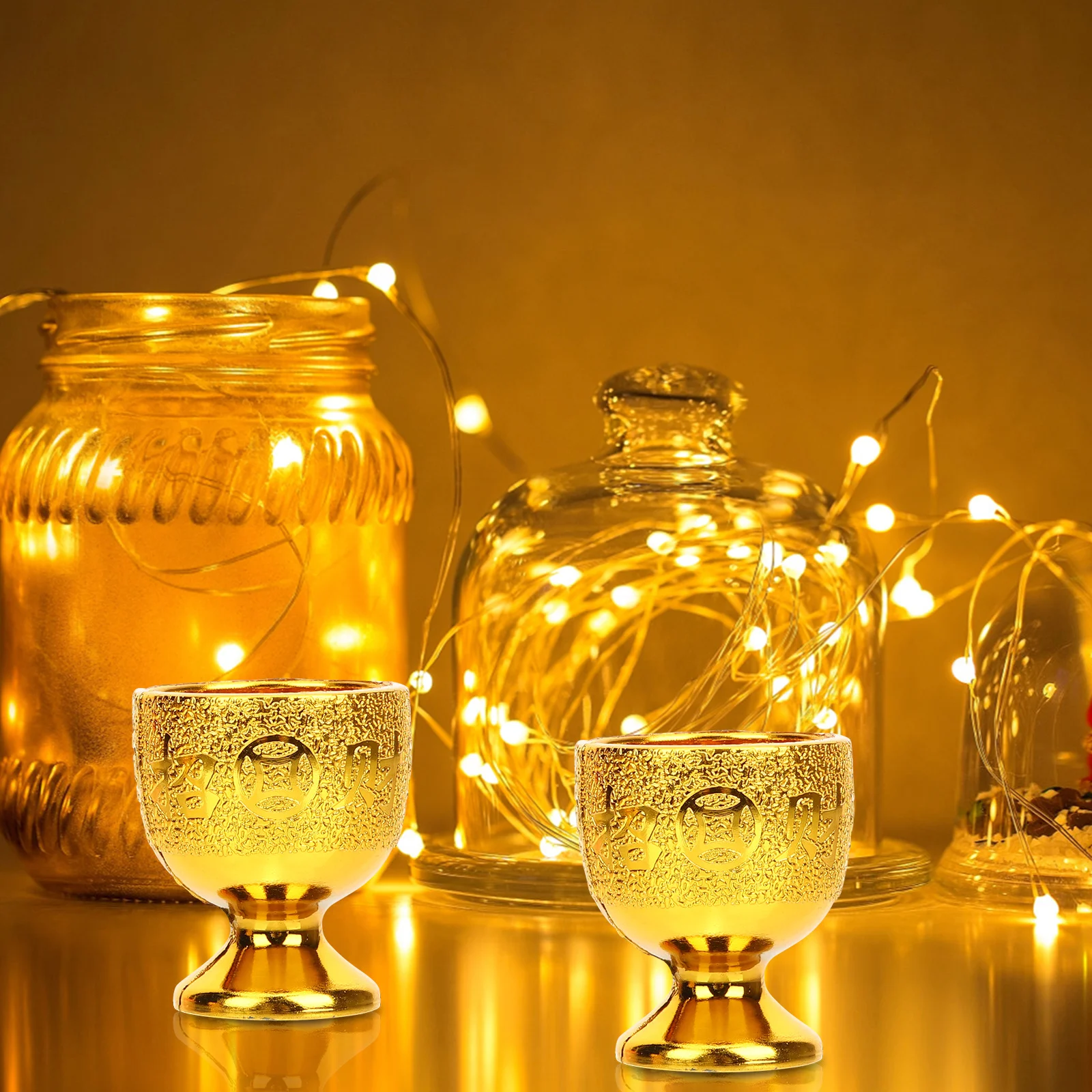 10 قطعة النبيذ المحمولة كوب شرب صغير قابل لإعادة الاستخدام للمنزل حفلة ديكور الشاي كوب ماء مكتب استخدام أكواب ذهبية صغيرة #2