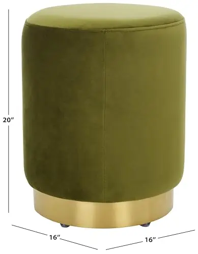 Couture Collection Elsworth Olive Green Velvet/Brass Ottoman Foot Stool (Fully Assembled)
