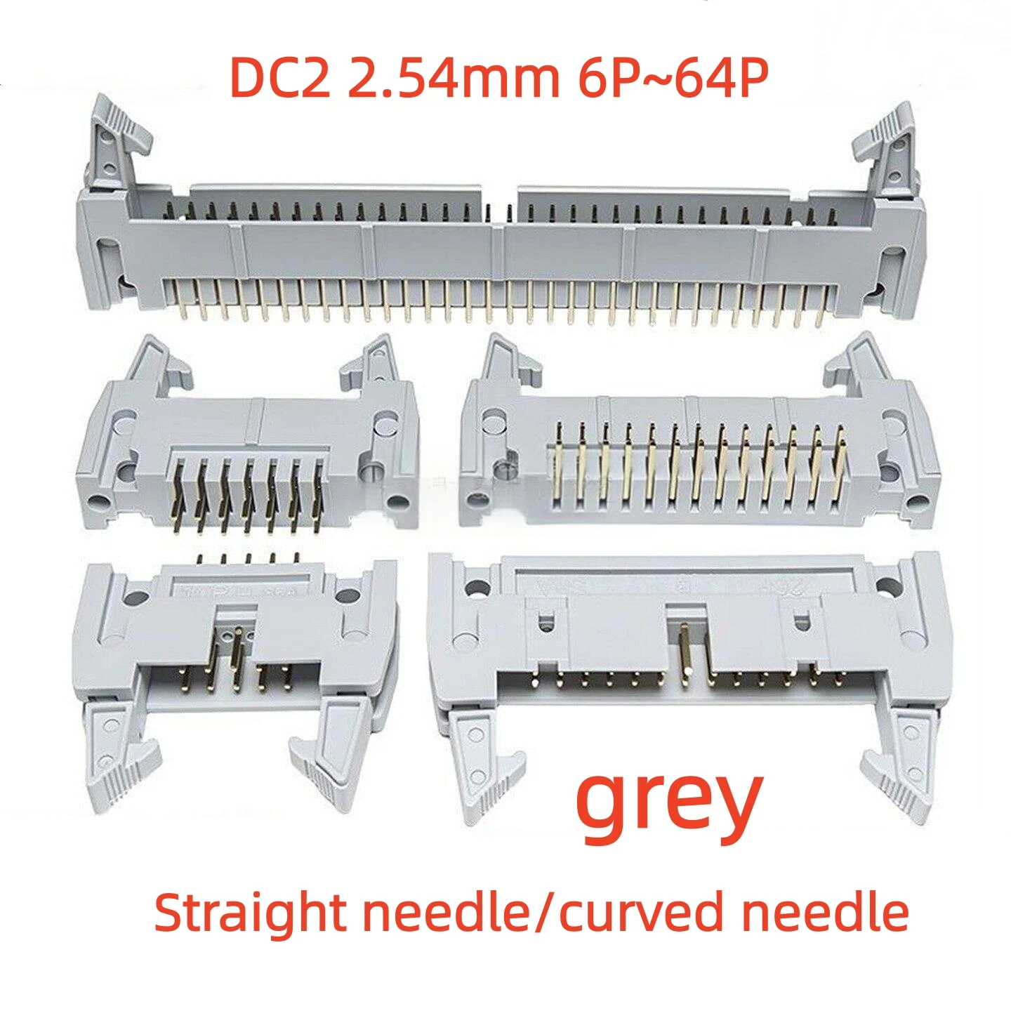 10PCS Gray/Black DC2 Pitch 2.54mm Horn Seat Buckle 10/26/30/40PFC Wire Crimping Head Plug Gray And Black Horn Flat Ribbon Socket