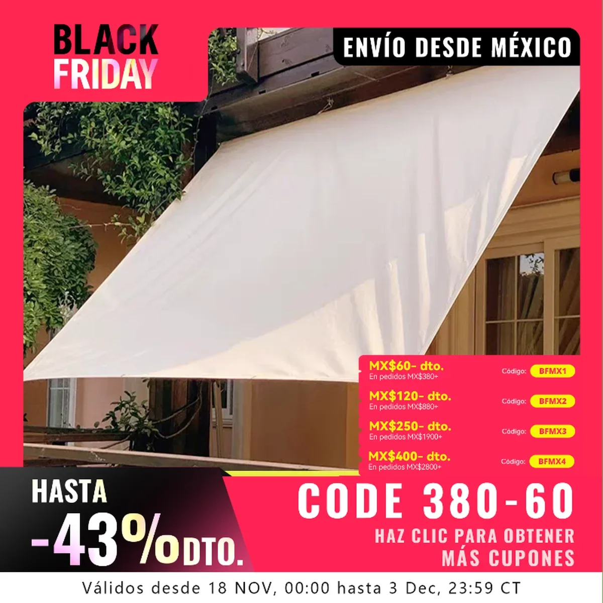 Toldo de vela RECTANGULAR jardín,Protección rayos UV HDPE,permeable al agua resistente al moho,tornillos y cuerdas incluidas