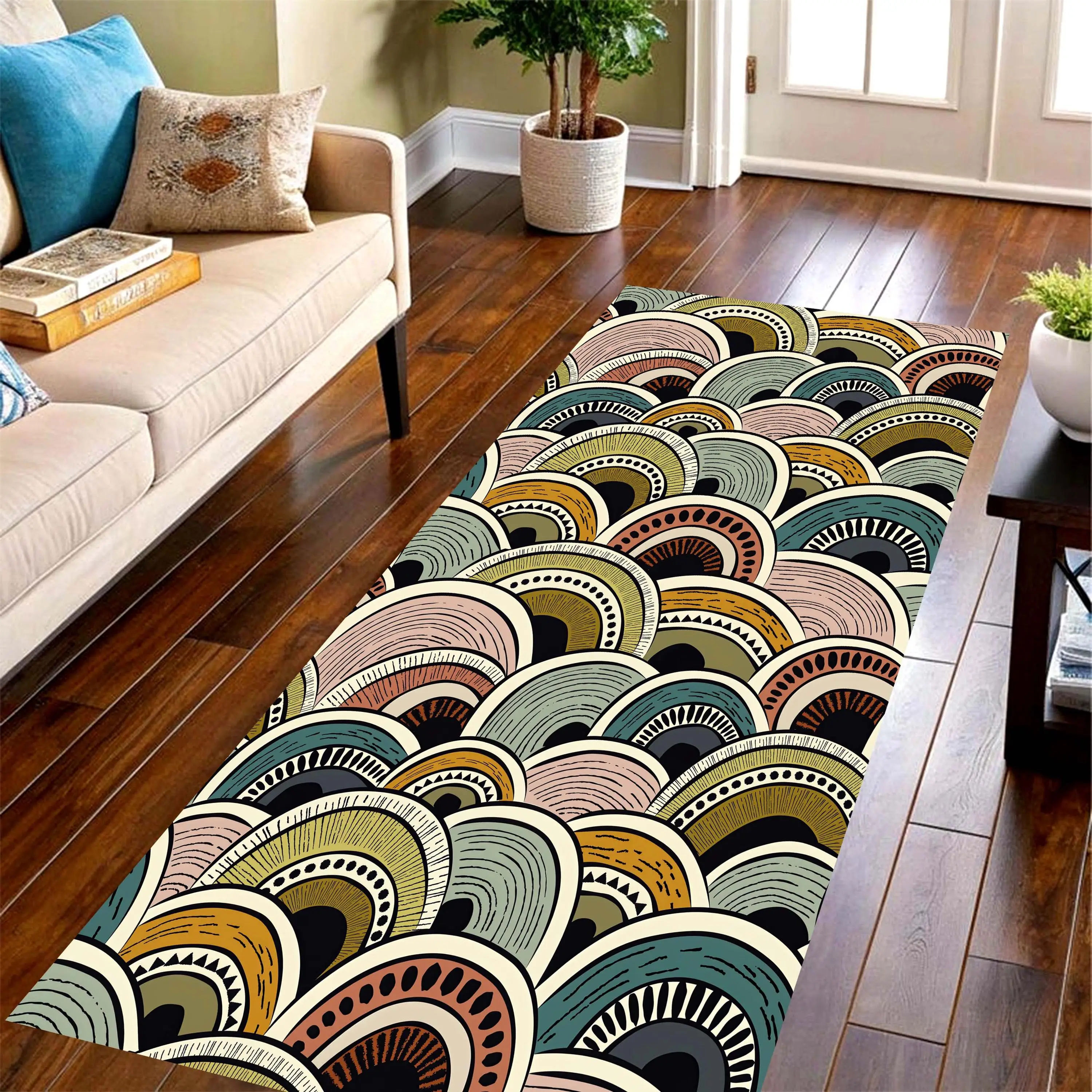 Teal Scale Geometric Long Runn - đánh giá và giá Commercial Kitchen Tile Flooring