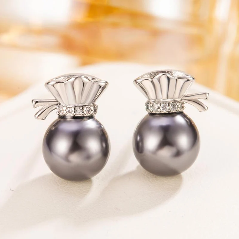 Korean version Light Luxury Temperament Sachet Bag Pearl Necklace Earrings Women's Simple Daily Commuting Jewelry Set KOFSAC