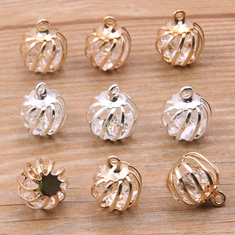 10Pcs 11*14MM 2 Color Antern Spring Spiral Bead Cages Pendants Charm For Women Men DIY Necklace Bracelet Making Accessorie