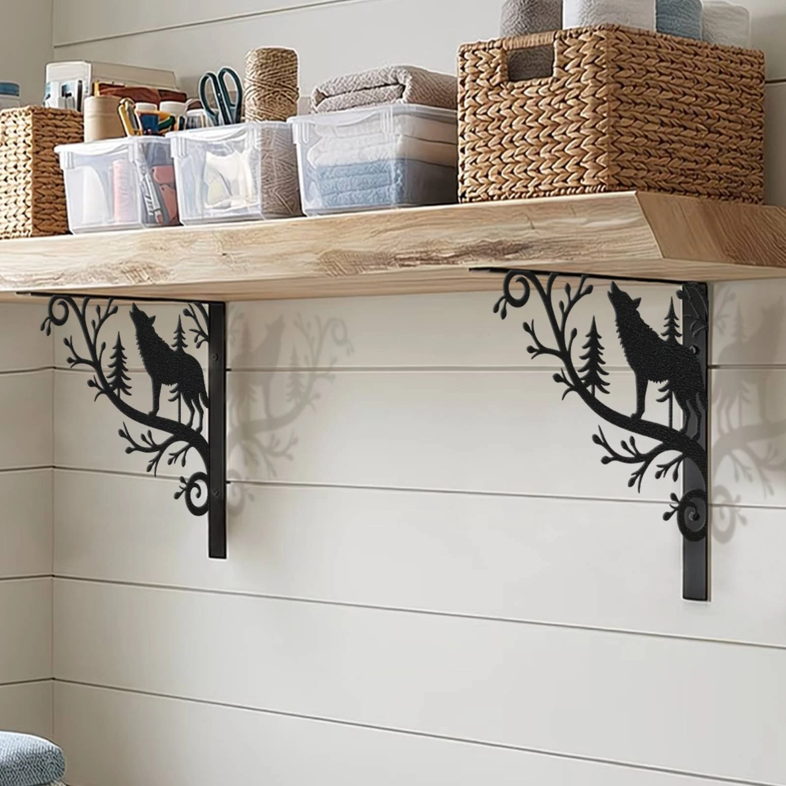 Shelf Bracket Decorative L Bracket Brackets Triangular Hardware Scrollwork for DIYers, Living Room, Kitchen