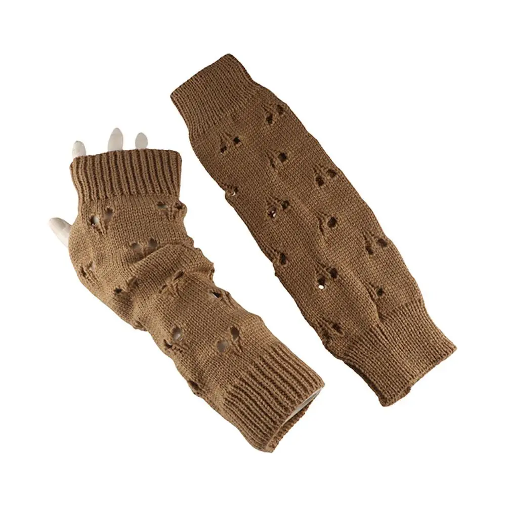 شاشة تعمل باللمس القلب محبوك أصابع قفازات أصابع مطاطا الجوف خارج قفازات فضفاضة يندبروف معصمه نصف اصبع الأكمام