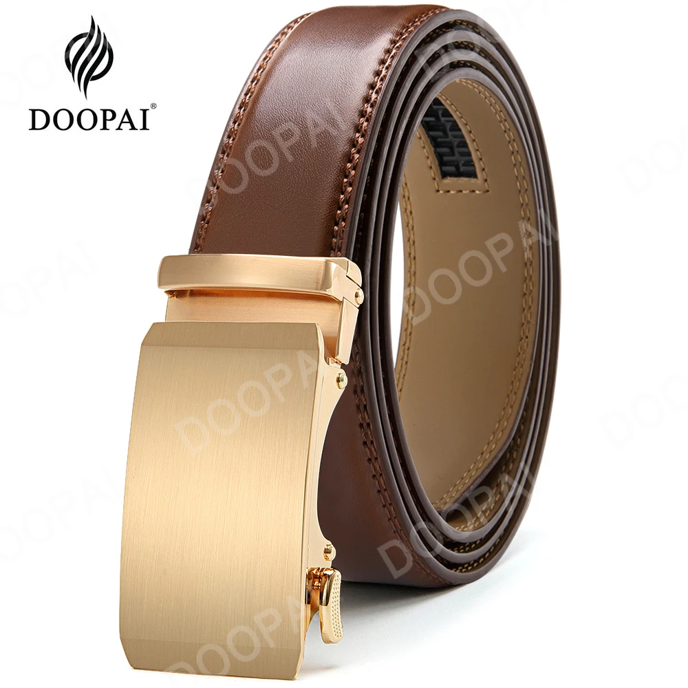 DOOPAI Belt Male Men's belt Genuine Leather Strap luxury brand Automatic Buckle Belts For Men Belts Cummerbunds cinturon hombre