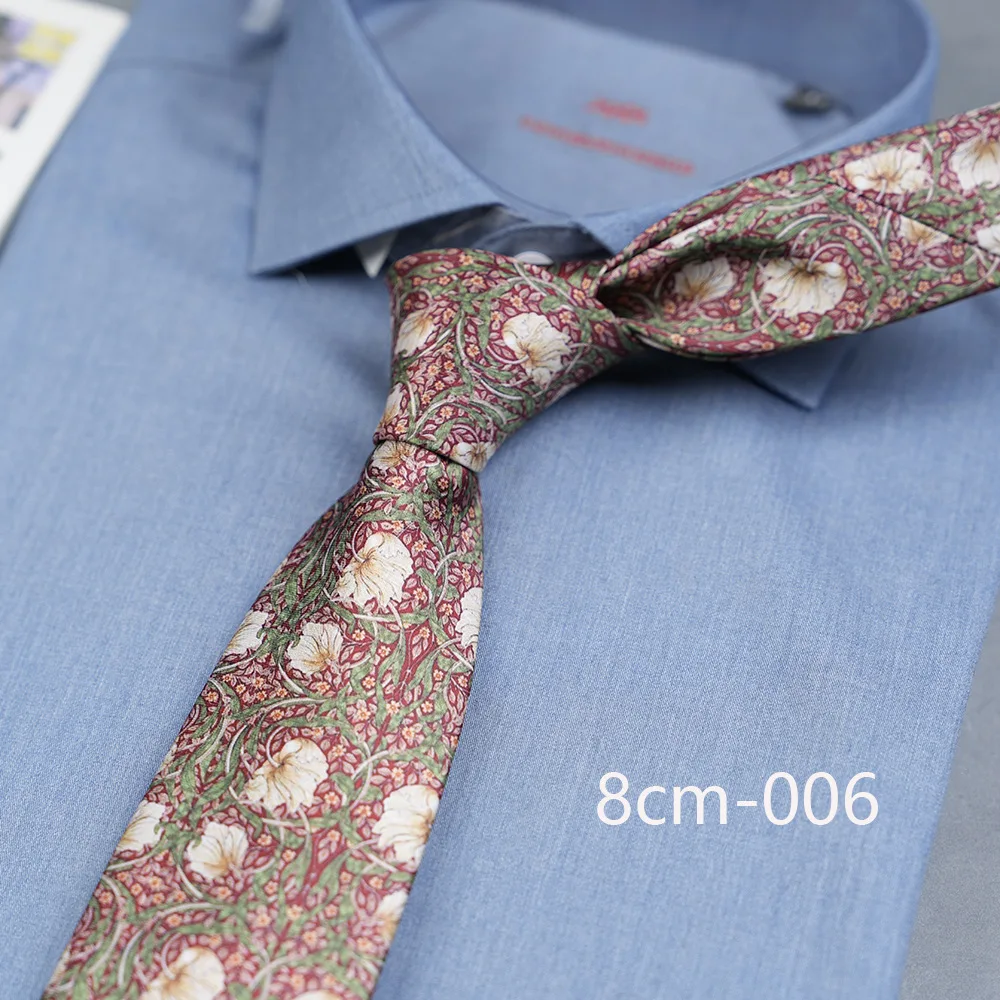 European and American retro casual floral print 8cm wide hand tie tie daily trendy suit accessories factory direct supply