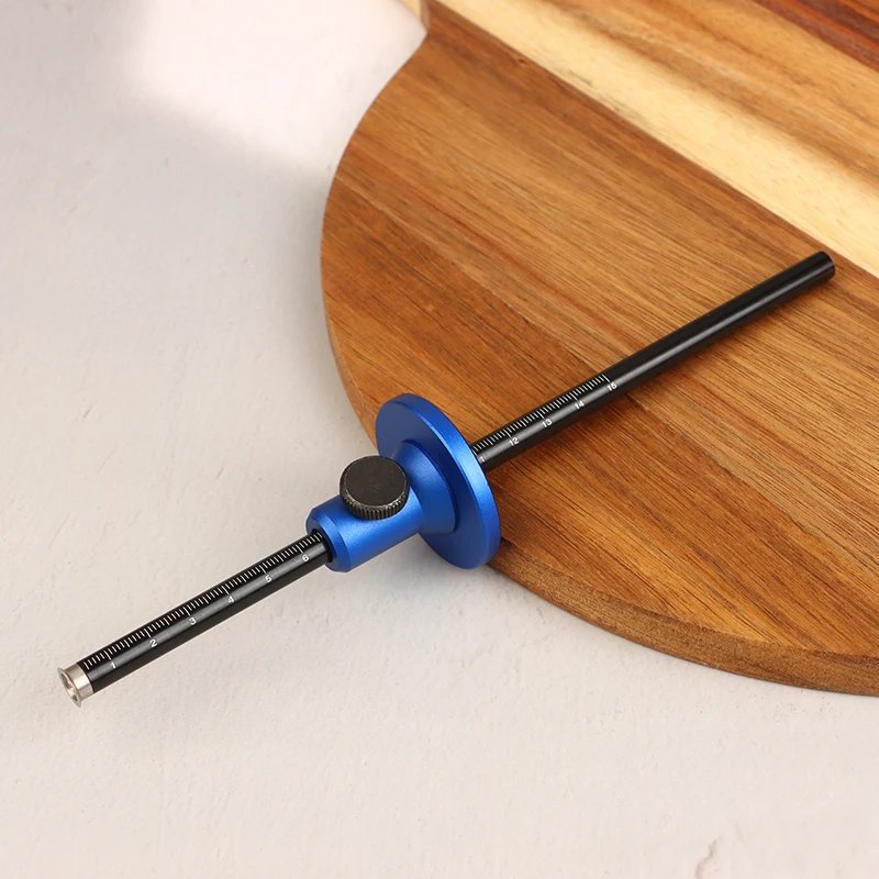 Blue Aluminum Alloy Precision Wheel Marking Gauge Woodworking Scriber With Inch&MM Scales DIY For Perfect Parallel Line Drawing