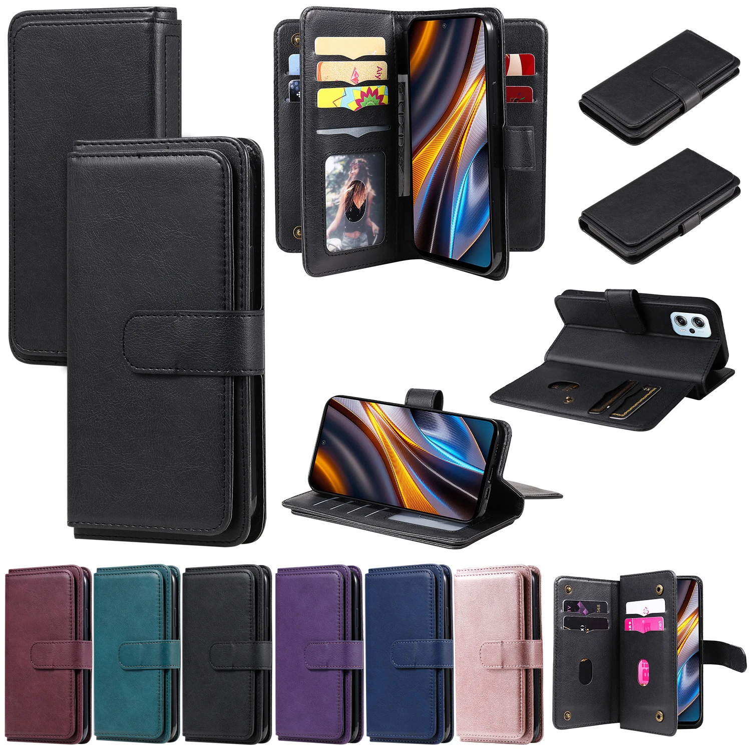 POCO X4 GT 5G Luxus 10 Karte Halter Slots Retro Leder Fall Brieftasche Buch Flip-Cover Für Xiaomi POCO x4 GT 5G X4GT Telefon Taschen