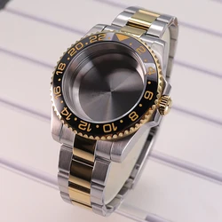 Silver And Gold 20mm Stainless Steel Strap 40mm Watch Case For Seiko Nh35 Nh34 NH36/38 Eta 2824 Miyota 8215 Movement 28.5mm GMT