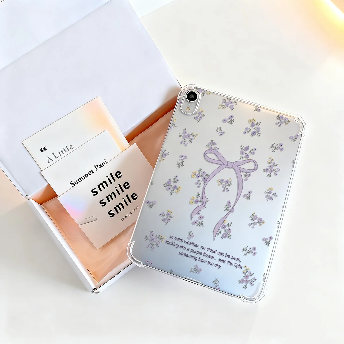 New Floral Bow Tablet Clear Transparent Tablet Case for Apple iPad Pro 12.9 13 9.7 10.5 A16 11 10 9 8 Air 13 Mini 6 5 4 Cover