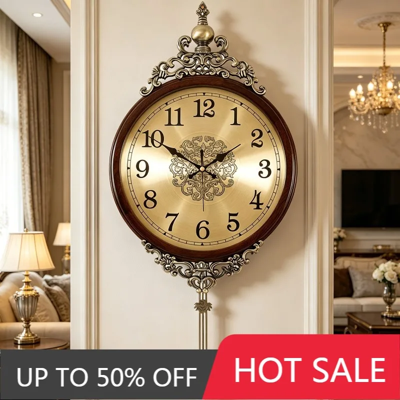 Vintage Wall Clock Decorative Wall Watch Silent Aesthetic Pendulum Clocks Minimalist Elegant Living Room Watches Home Decoration