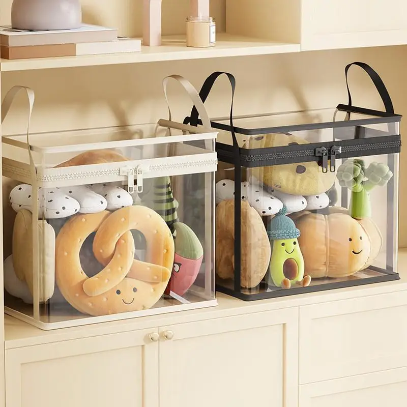 Transparent Doll Storage Bag Large Capacity Clear Organizer Box With Zipper Handle Moisture Proof Visible Toy Storage Case