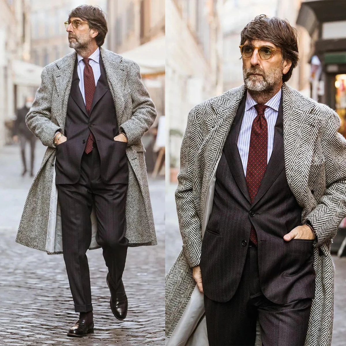 Cappotto di lana classico stile Champagne inghilterra da uomo spesso su misura monopetto lungo cappotto Casual invernale caldo