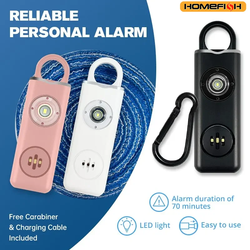 HOMEFISH Personal Safety Siren Alarm for Women 130dB Siren Strobe & Key Chain 3 Pop Colors AF2004 Anti Robbery Call for Help