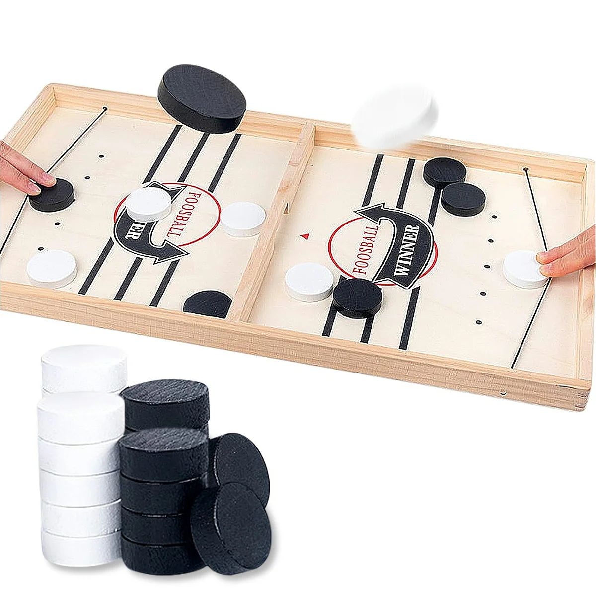Fast Sling Puck Winner - Wooden Slingshot Hockey Game, Fun Paced Board Game for Parent-Child Interaction,family party time,gift