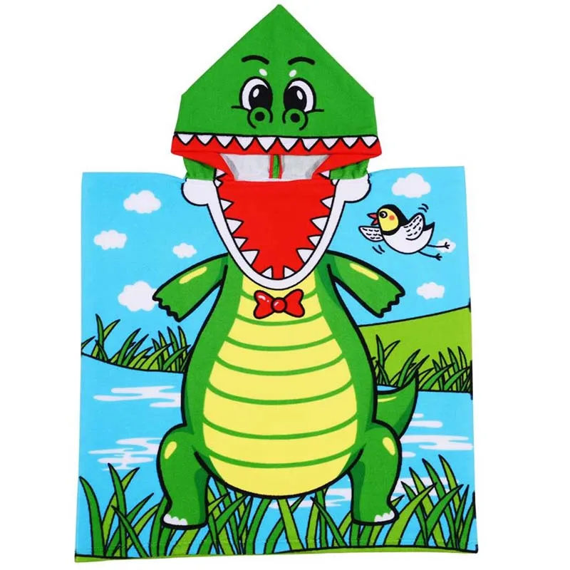 Children Baby Bath Towel Microfiber Cotton Hooded Beach Towel Cartoon Cape Towels Soft Swimming Beach Kids Bathing Stuff