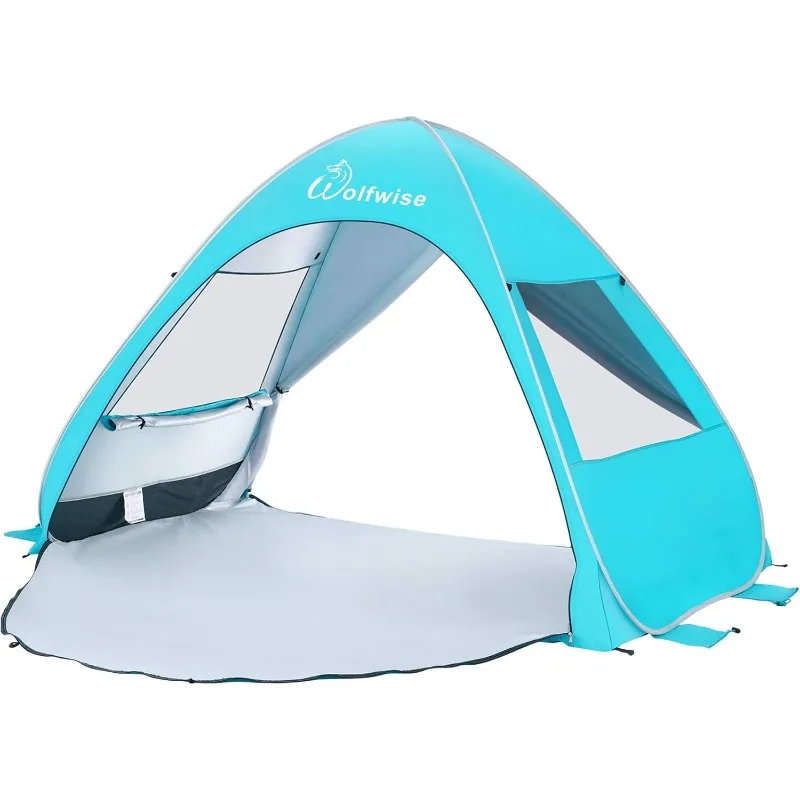 

WolfWise UPF 50+ Easy Pop Up 4 Person Beach Tent Sun Shelter Instant Automatic Portable Sport Umbrella Indoor Playhouse Canopy