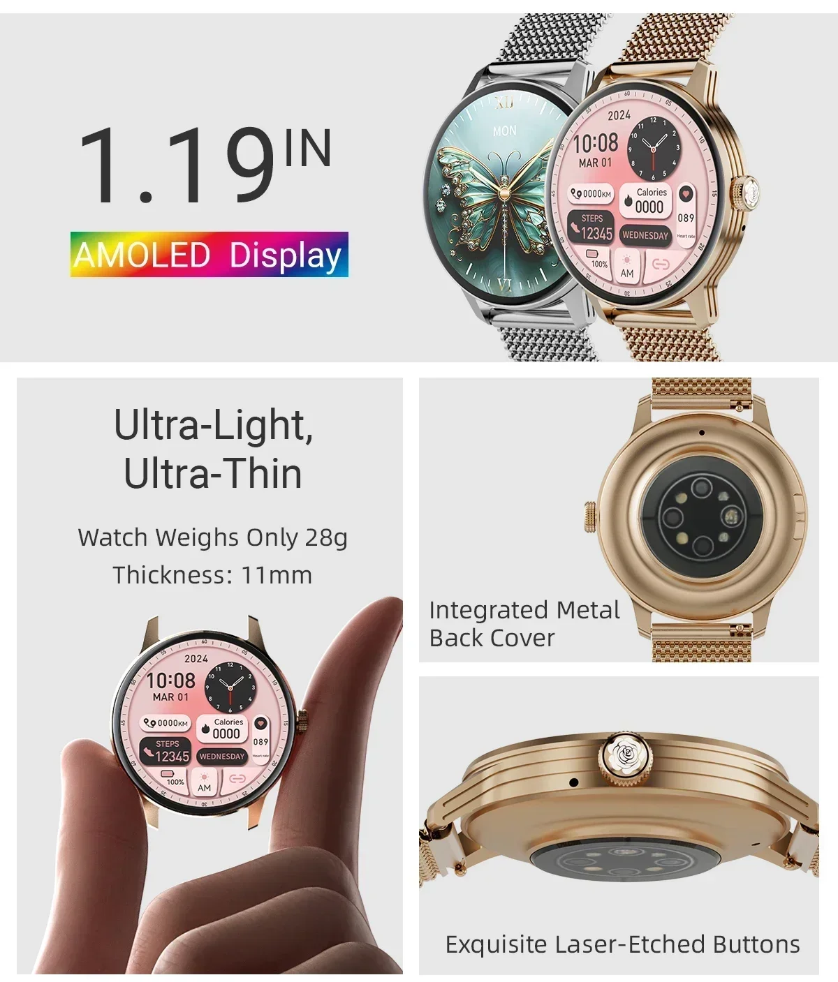 Zordai jam tangan pintar panggilan BT Amoled Fashion 9 jam tangan pintar wanita fungsi fisiologis gelang olahraga tahan air Dial kustom OD9 jam tangan pintar wanita