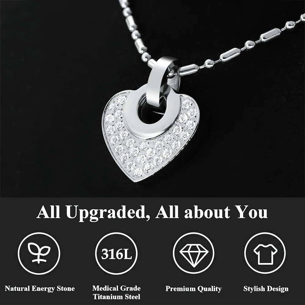

Хирургический кулон из титановой стали для женщин, ожерелье из алмазного вулканического камня - модные украшения для сна и баланса