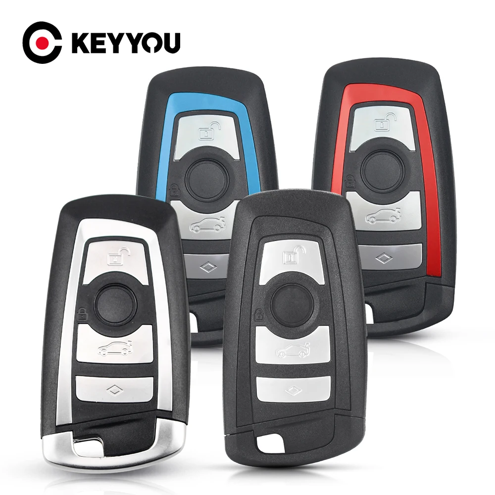 

KEYYOU Fob For BMW CAS4 F 3 7 5 Series E90 E92 E93 E91 X5 3/4 Button Smart Remote Key Shell Case Fob Car Key