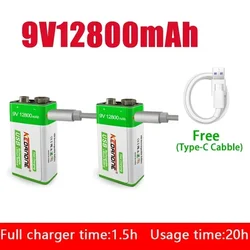 Nuova batteria ricaricabile agli ioni di litio 9 V 12800mAh batterie Micro USB 9 v litio per multimetro microfono giocattolo telecomando uso KTV