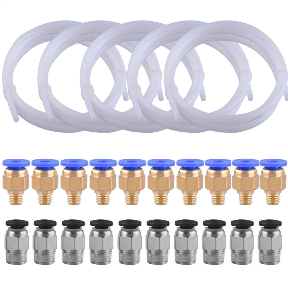

PTFE Tubing Kit with PC4-M6 and PC4-M10 Fittings for 3D Printer 1.75mm Filament