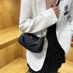 2024 New Fashion Luxury Design PU Leather Hobo Shoulder Bag Women Small Clutch Handbag Purse Female Underarm Bag Travel Totes