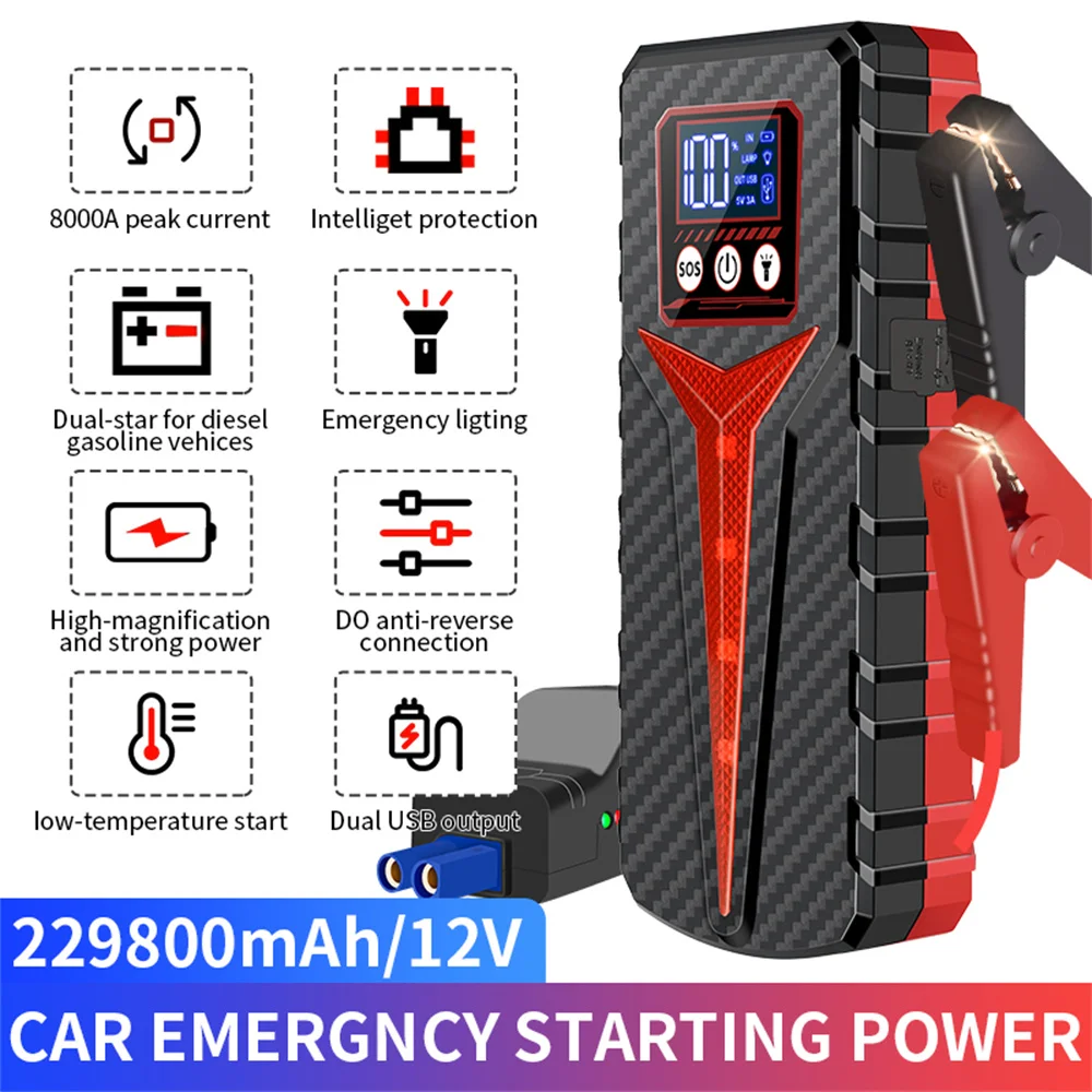 Car Jump Starter 8000A Battery Charger 298000mAh Emergency Power Bank Booster for 12V Gasoline and Diesel Vehicles