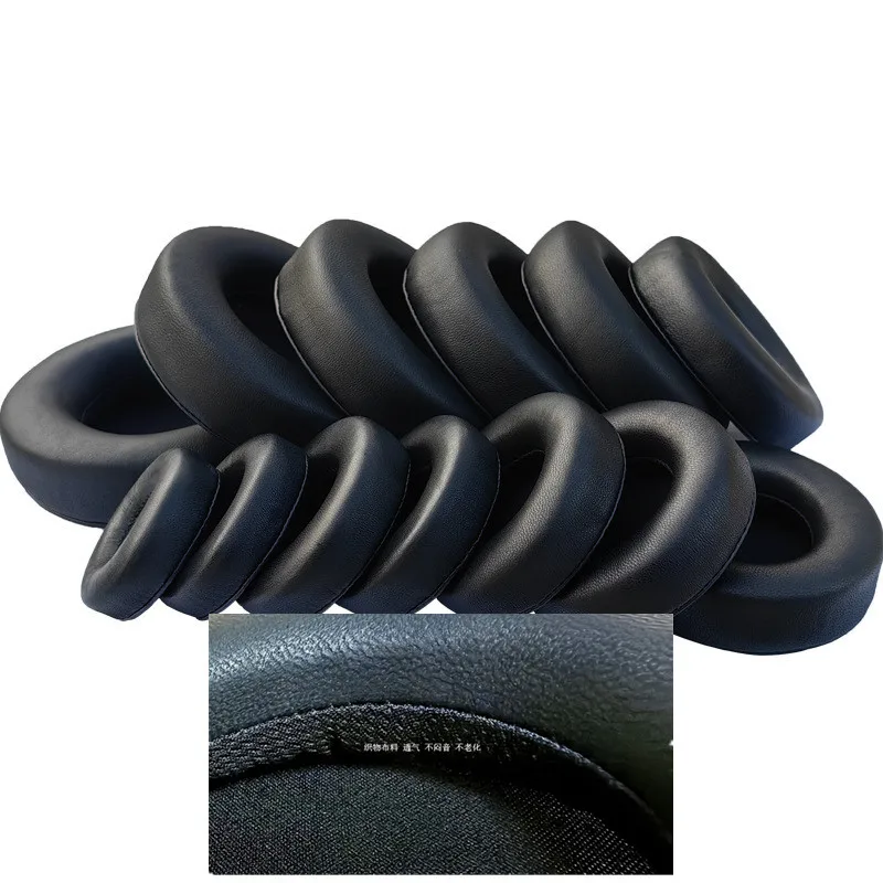 Round Real Sheepskin Leather 50MM 70 80MM  90MM 95 100MM 110MM Replacement Memory Foam Earpads for Headphones Ear Pads Cushions