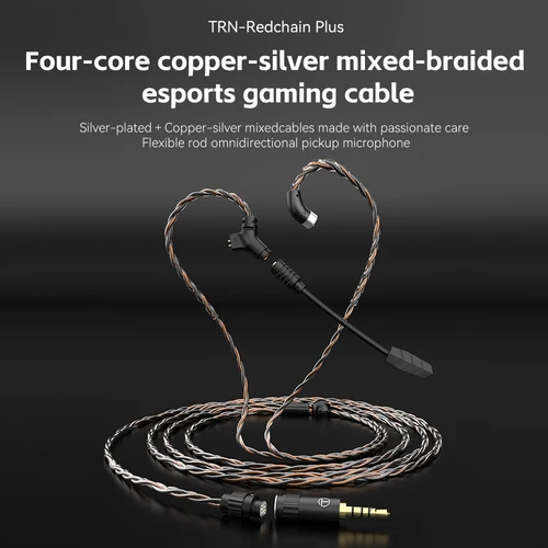 Imagen 2 del producto TRN RedChain Plus Gramr Cable de actualización de auriculares para juegos con micrófono desmontable 3,5mm 1,2 M/2M auriculares TRN tienda oficial