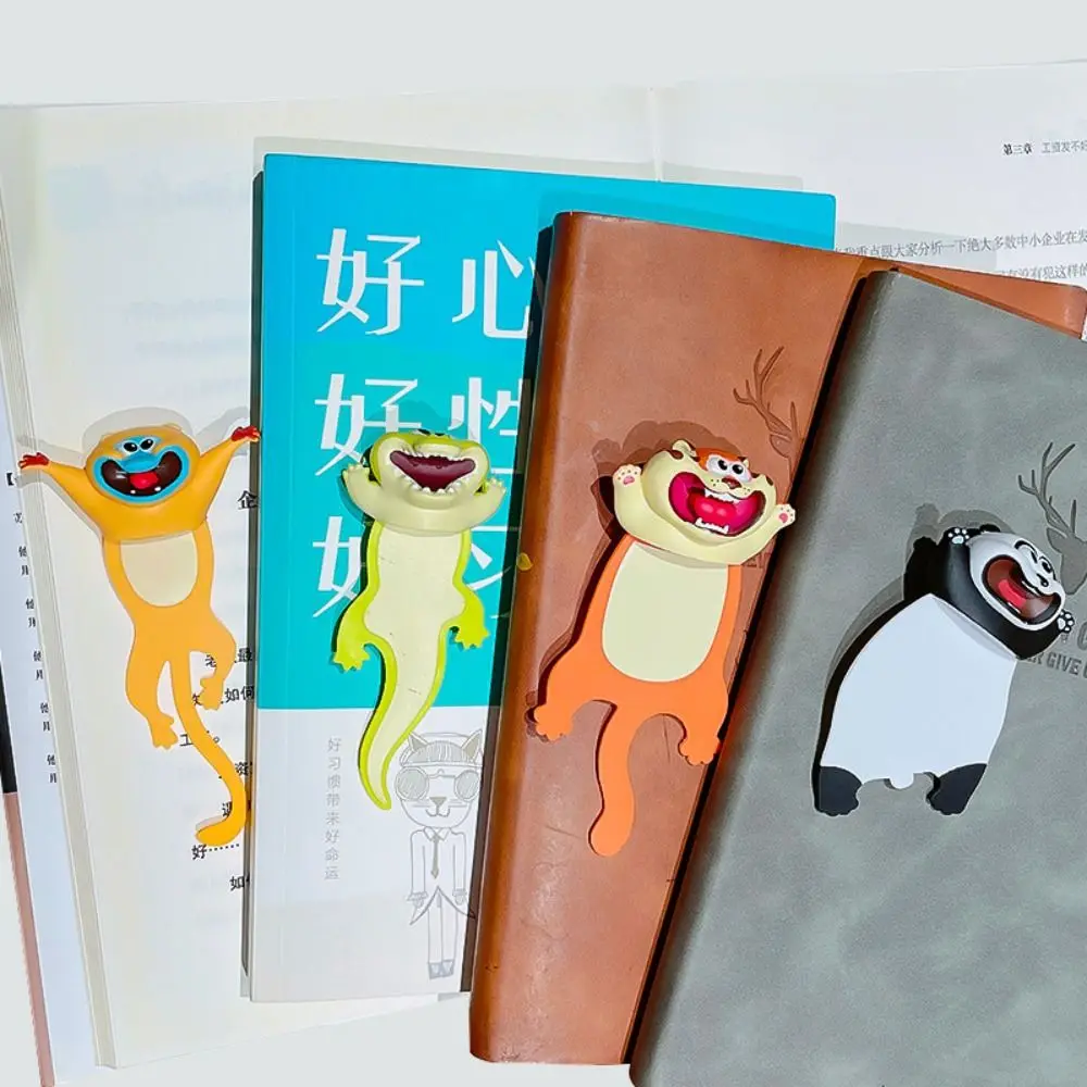 Golden Monkey Squashed Animal Bookmark Tiger Alligator 3D Cartoon Book Marker Pagination Mark Multifunctional Panda Bookmark