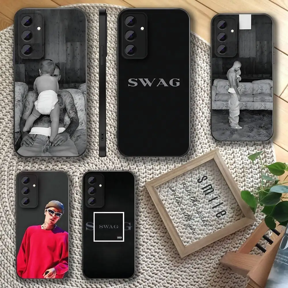 

J-Justin SWAG B-Bieber Phone Case For Samsung S 25,24,23,22,30,21,10,9,Ultra,Plus,Lite,FE,4,5 G Soft Black Case