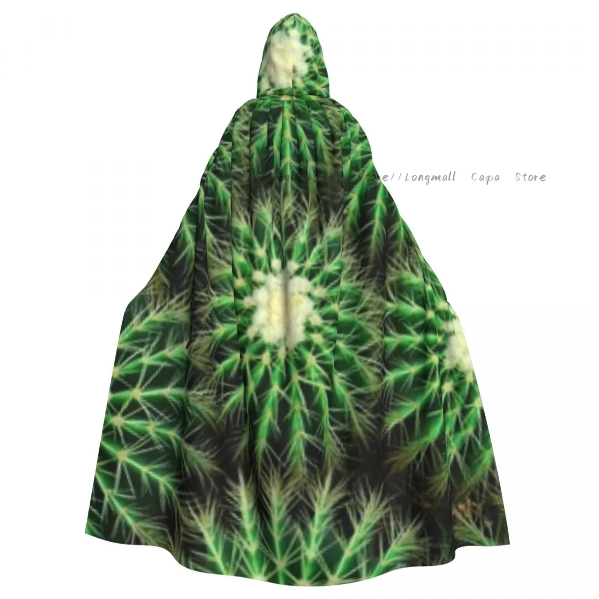 Adult Halloween Cactus Image Cloak Cape Hooded Medieval Costume Full Length Dress Coat