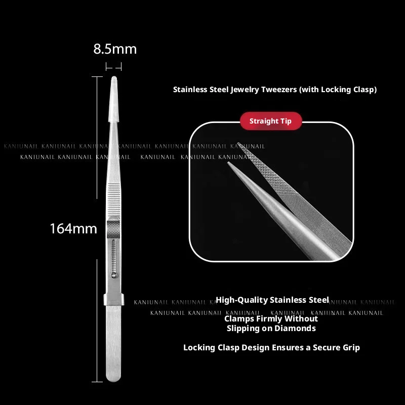 Stainless Steel Precision Tweezers Jewelry Making Tweezers Nail Rhinestone Tweezers Pointed/Curved Tip Fine Tip Craft Tweezers