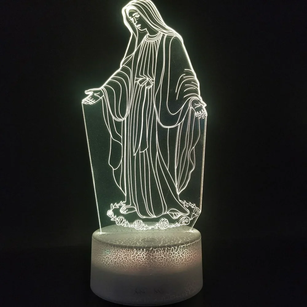 Nighdn 3D Night Light Jesus Illusion Lamp Touch Remote Control Led Christian Decorative Table Lamps Christian Prayer Lamp Gift