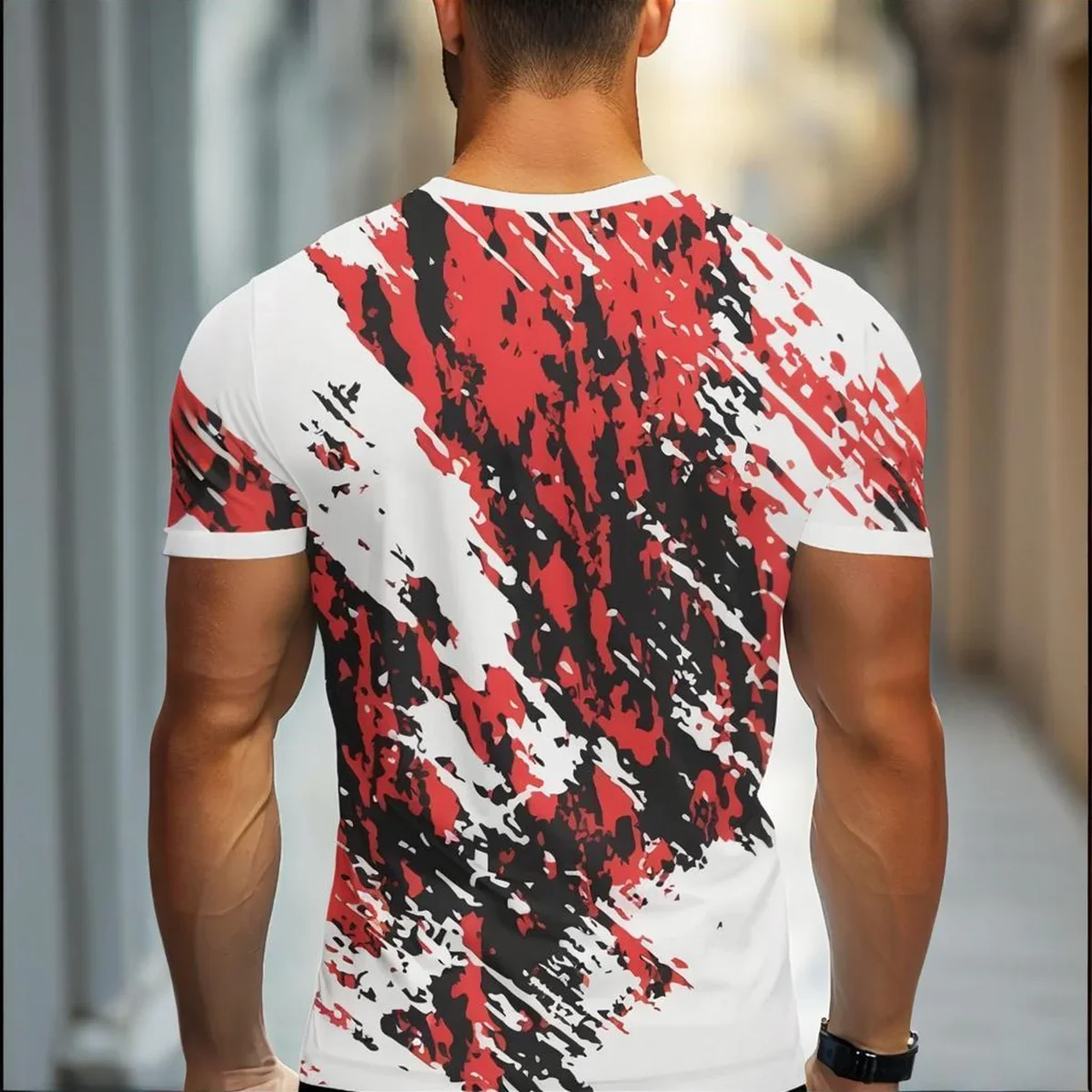 تي شيرت رجالي بتصميم تجريدي هندسي - تي شيرتات قطنية عالية الجودة بأكمام قصيرة بأنماط فنية معاصرة #4