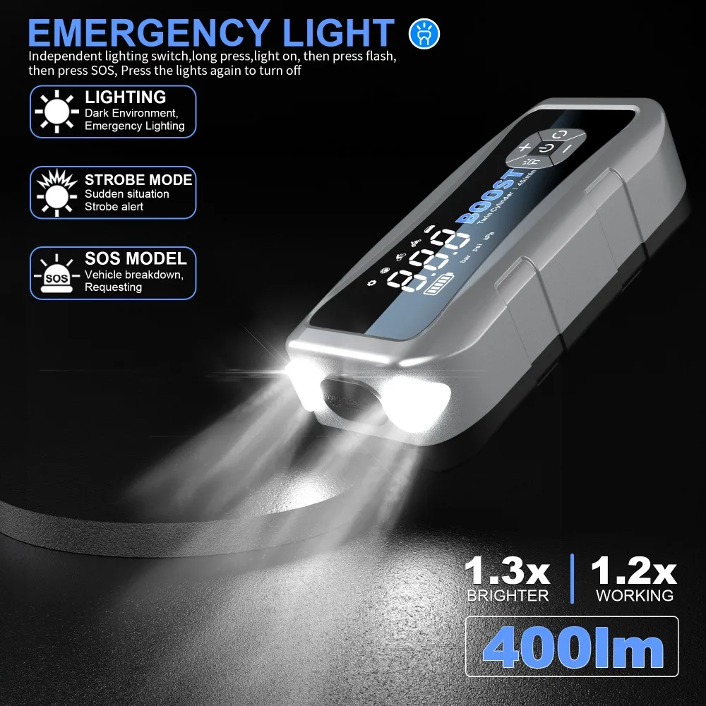 

12V Car Jump Starter Battery Power Bank with Tire Compressor 6000A for BMW/Mercedes-Benz/Volkswagen 160PSI