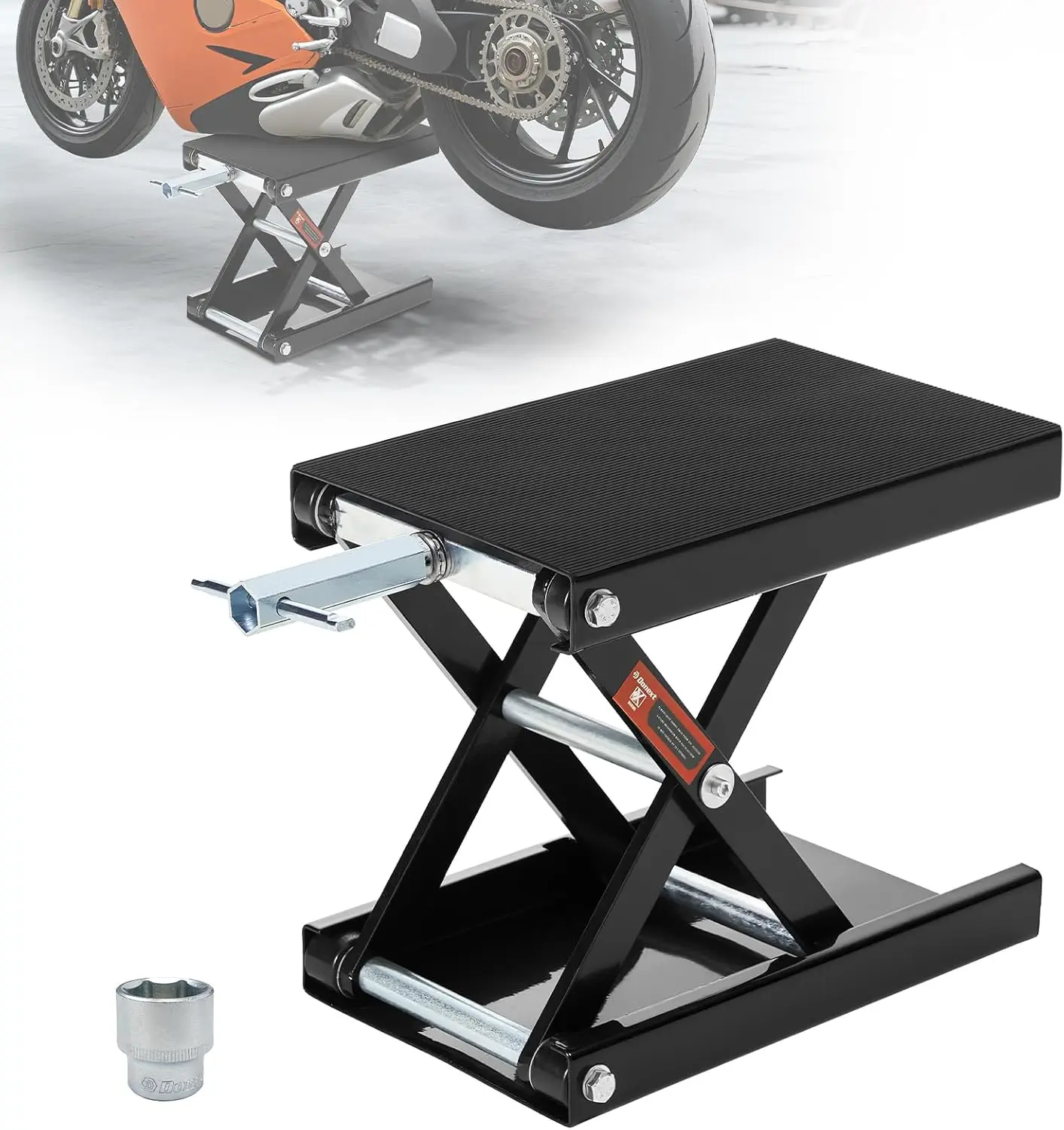 1200lb Motorcycle Lift Scissor Jack, Wide Deck Hoist Stand for Bikes Atvs