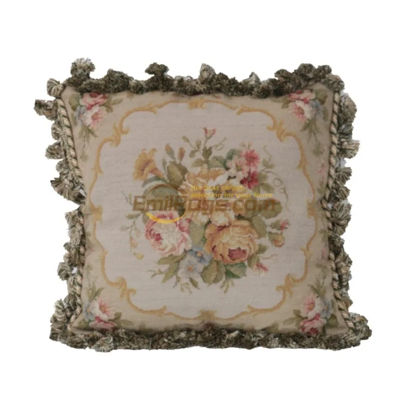 

Woolen patchwork embroidered cushion for Mexican-style bedroom, core-free