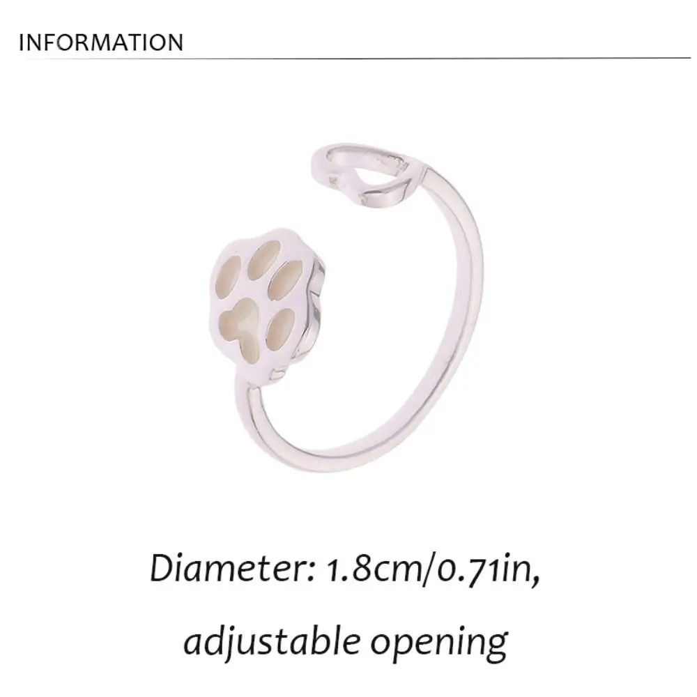 Cute Luminous Cat Dog Paw Ring Simple Hollowed Out Heart Finger Ring For Couple Gift glow in the dark Jewelry