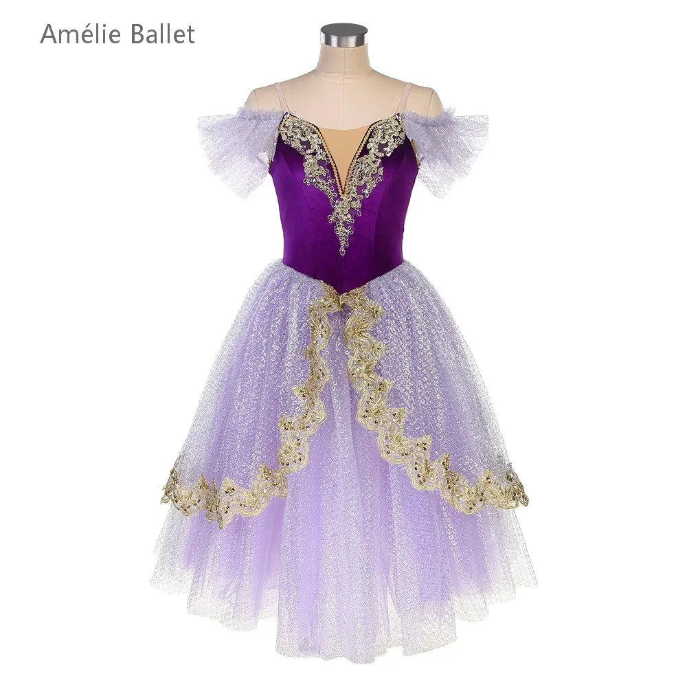 

25087, новые балетные костюмы с открытыми плечами, романтическая балетная танцевальная пачка для взрослых девочек, фиолетовая одежда для сценического балета