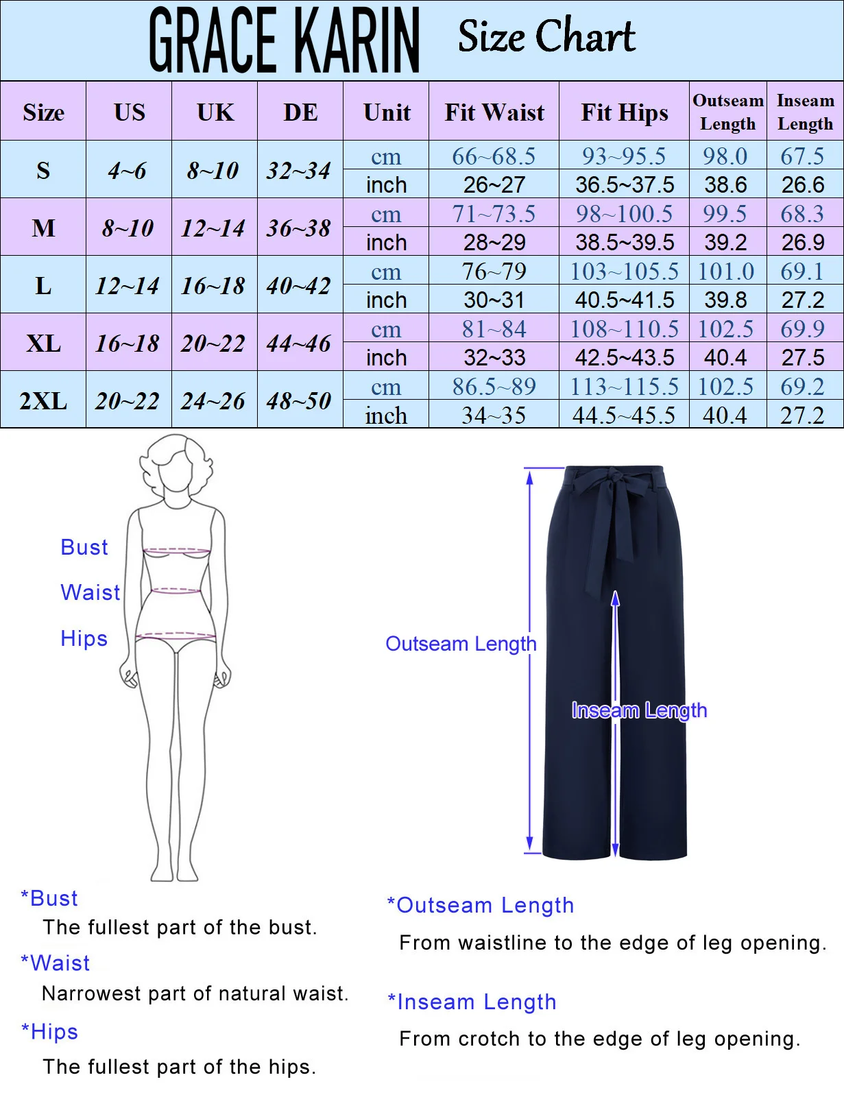 GRACE KARIN Women's Casual Wide Leg Pants Business Casual Trousers With Pockets Office Lady Workwear Lounge Pants A30