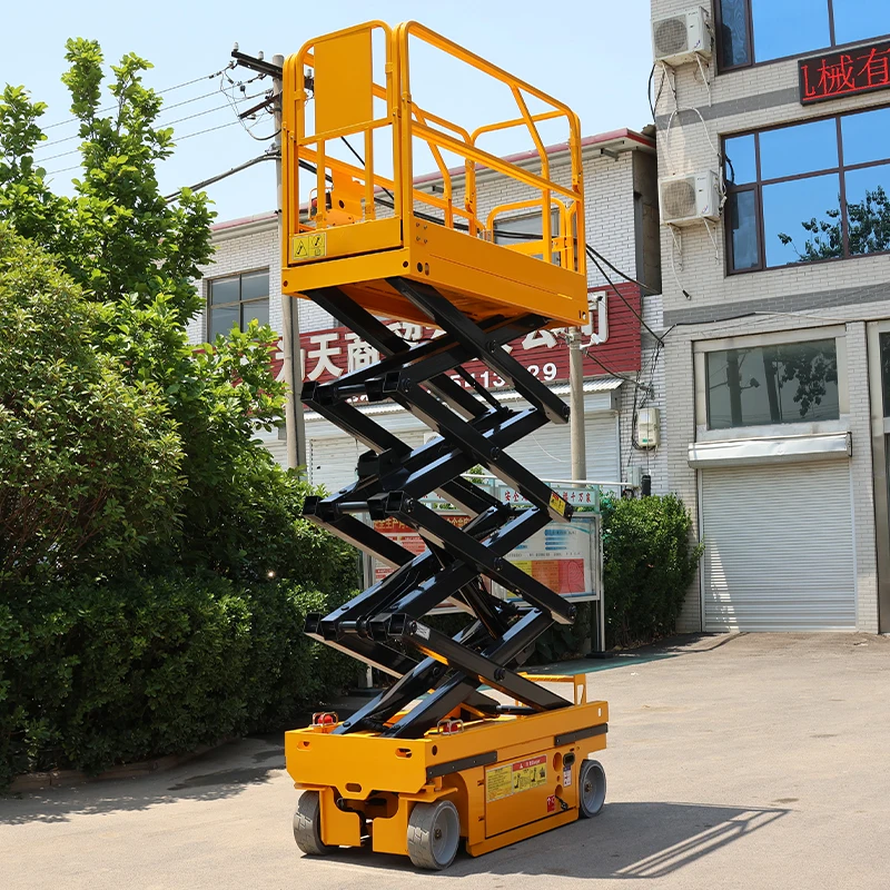 

High Quality 10m Working Height Tracked Crawler Scissor Lift Manlifts For Air Job Scissor 12m Lift With Jacks On Roller Tracks